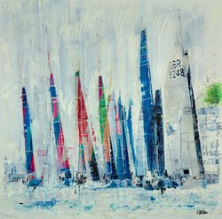 Starting Buoy by Gill Storr - Original Painting on Box Canvas sized 24x24 inches. Available from Whitewall Galleries