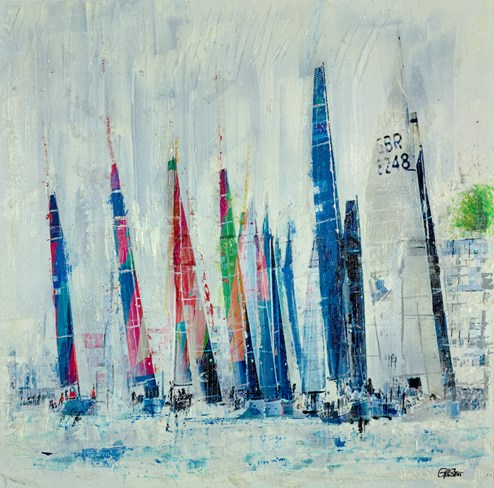 Starting Buoy by Gill Storr - Original Painting on Box Canvas